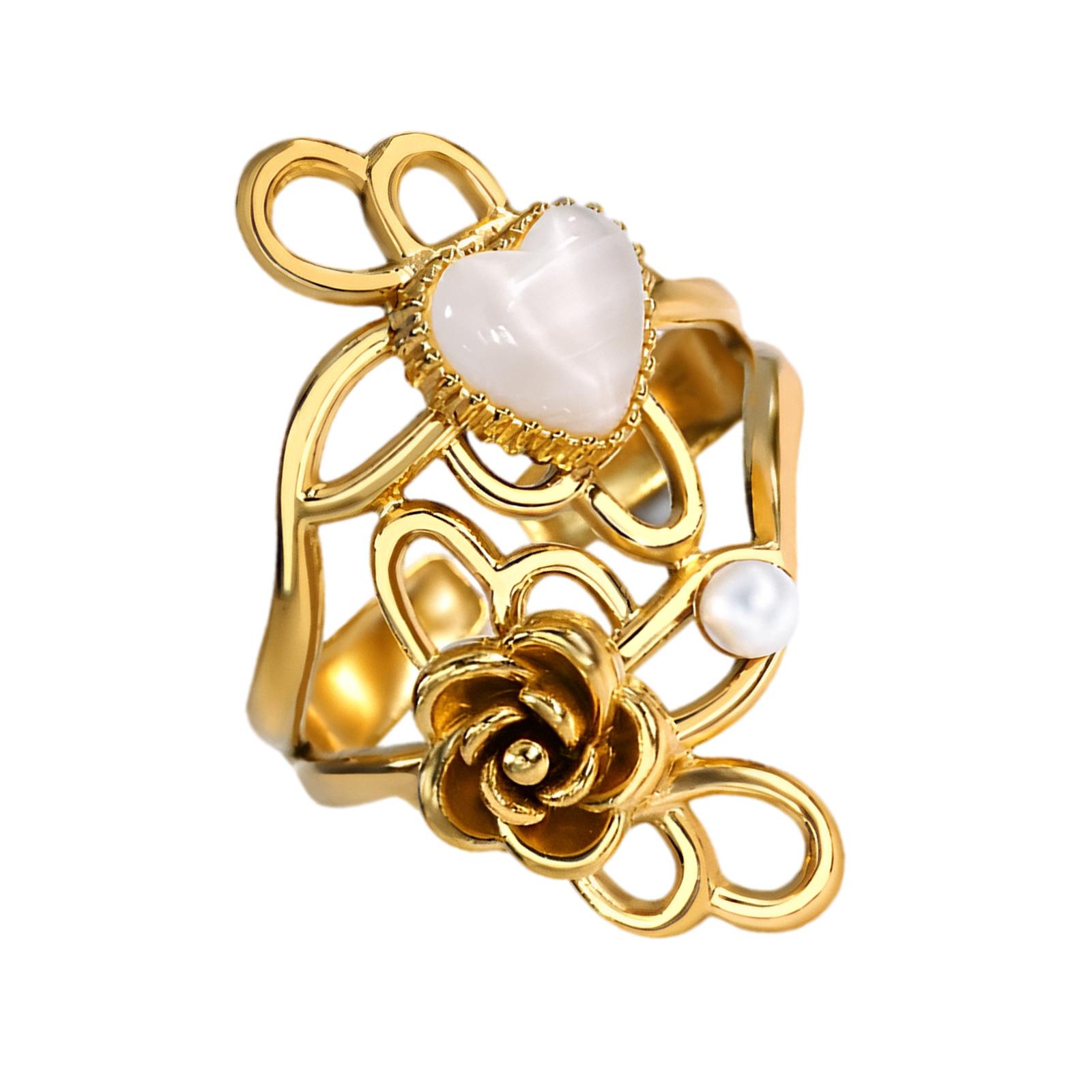 

Heart Flower Shape Geometric Open Jewelry Delicate Finger Rings Stainless Steel Texture Suitable for Various Occasion