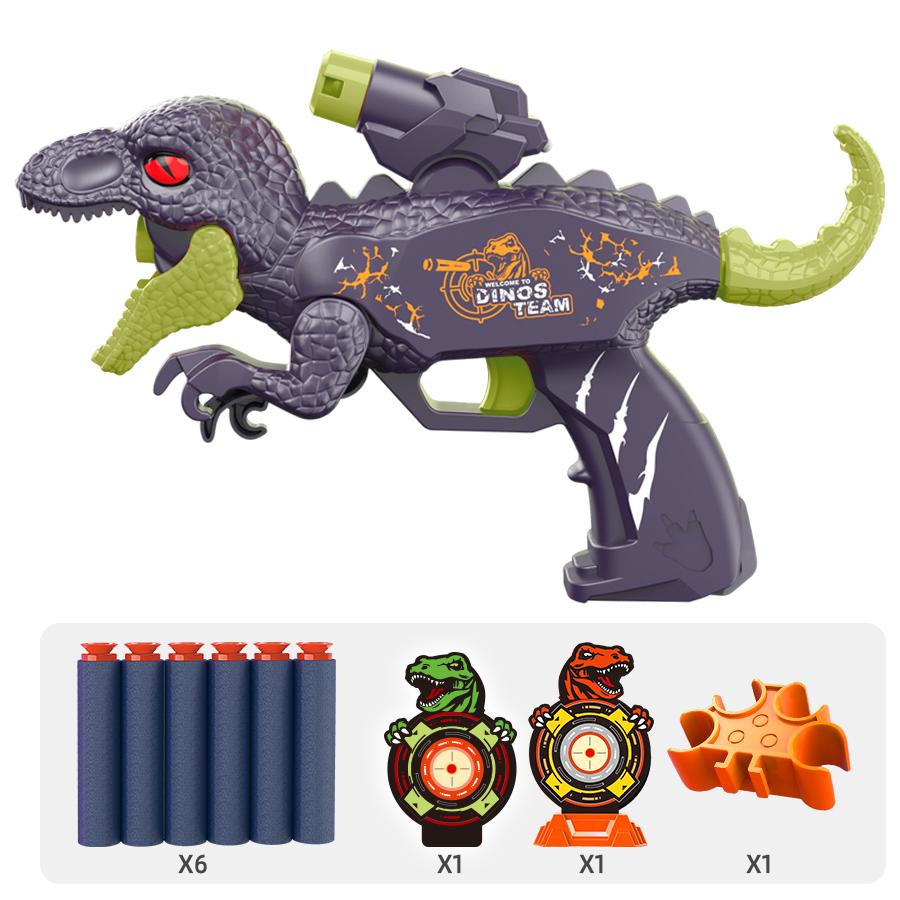 0206 Double Launcher EVA Bullet Cartoon Dinosaur Shooting Gun Toy for Children