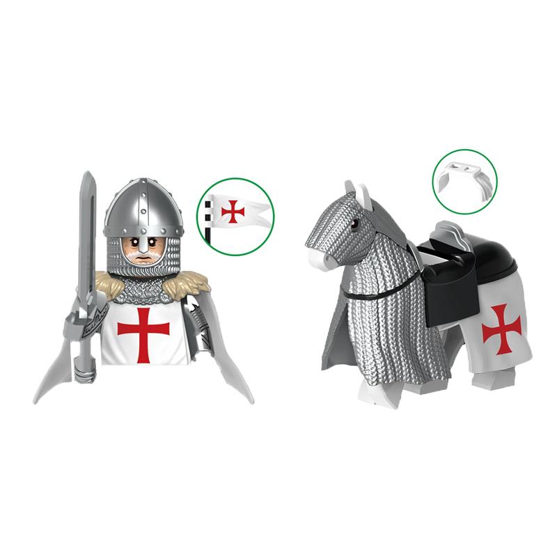 Military Building Blocks Medieval Solider Figures Knights of Jerusalem Crusades The War of Roses Legion War-horse Weapons Shield