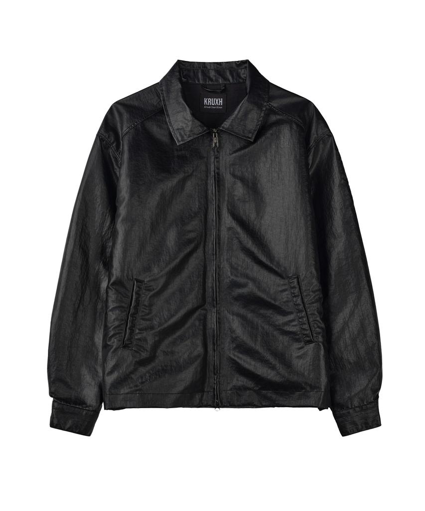 Kruxh Crushed Coated Blouson Jacket Oil Black