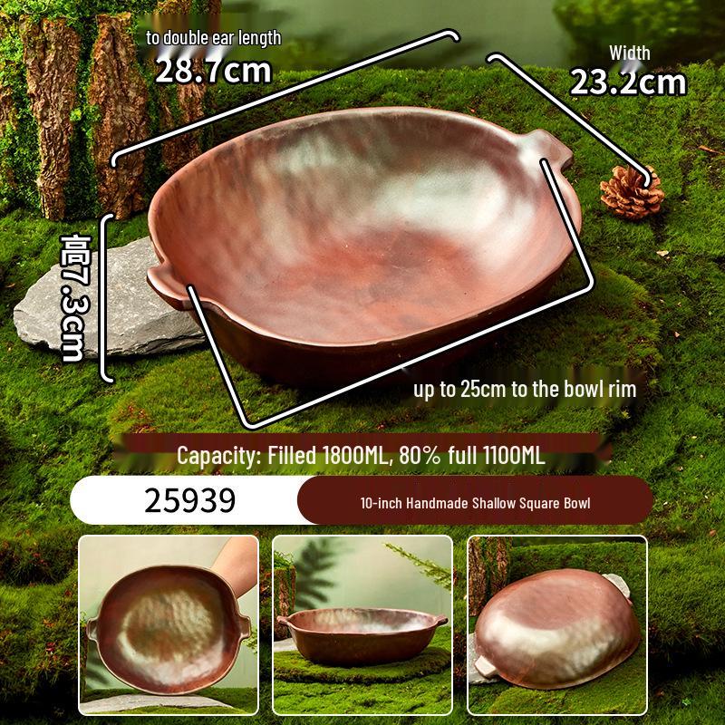 Melamine Plate for Gourmet Hot Pot, Barbecue & Shrimp: Mountain & Field Design