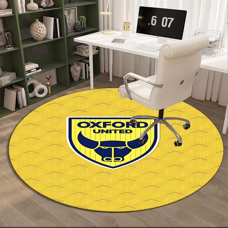Oxford United Crest Round Rug for Livingroom,Bedroom, Palyroom, Chair Rug, Area rug, Circle Carpet, Large Size Fan Christmas gift