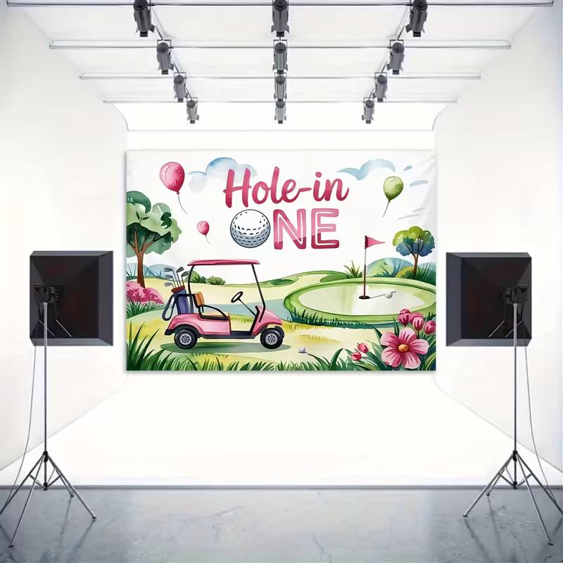 2D Cute Golf "Hole-in-One" Backdrop for First Birthday Party Decoration