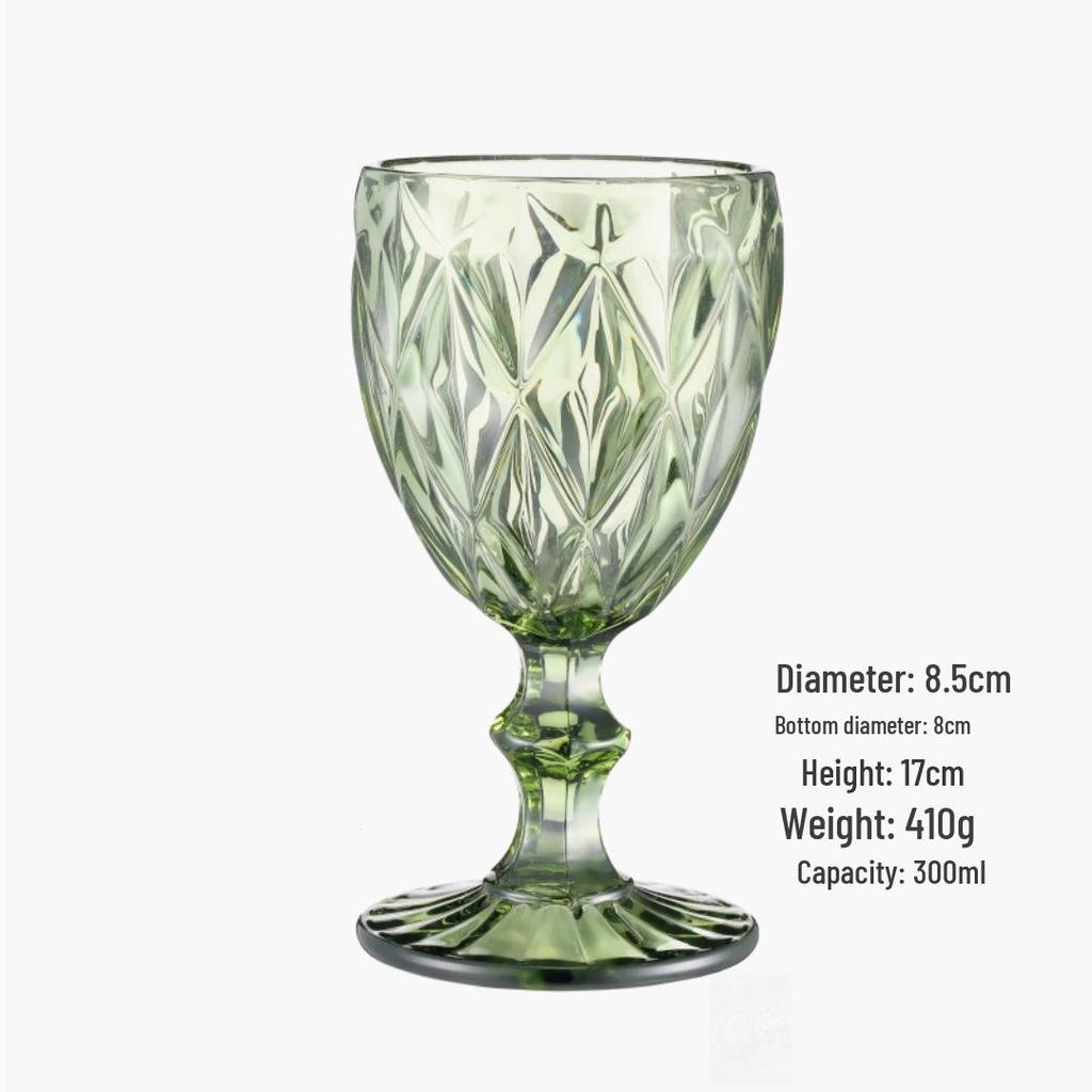 Vintage Embossed High-Footed Red Wine Glass with Bubbles - Wedding Decoration, Child-Friendly, Thickened Design