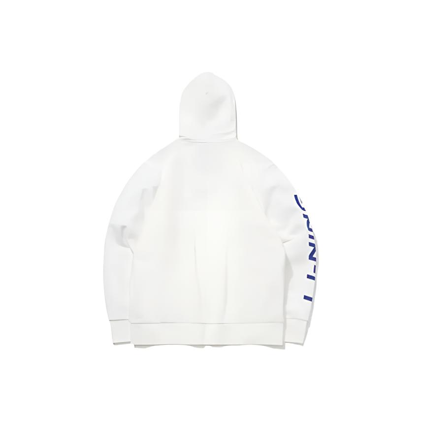 Li-Ning Letter Logo Printed Fashion Warm Fleece Hooded Cardigan Sweatshirt Unisex sweatshirt YWDV541-1