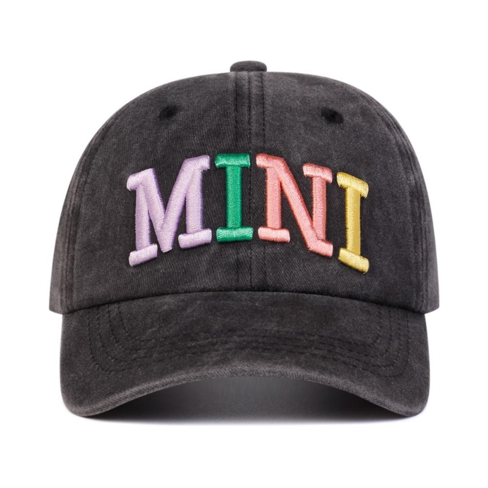 Fashion Washed Cotton MAMA MINI Embroidery Caps Vintage Breathable Parent-Unisex Baseball Hats Adjustable Baseball Cap