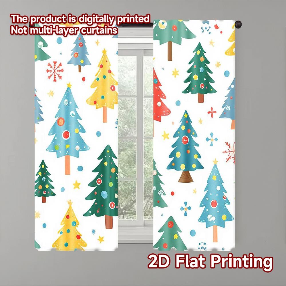 

2pcs 2D flat printing Christmas Drapes Christmas3 Versatile Fabric Without Electricity Spring Perfect for gold wall decor 100*130 Grommet Top 1pcs