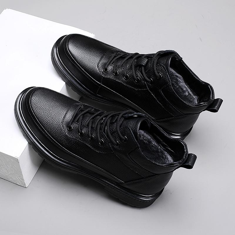 Autumn Winter Mens Basic Boots High Top Shoes Outdoor Genuine Leather Botas Combat Desert Boots Leisure Walk Ankle Boots