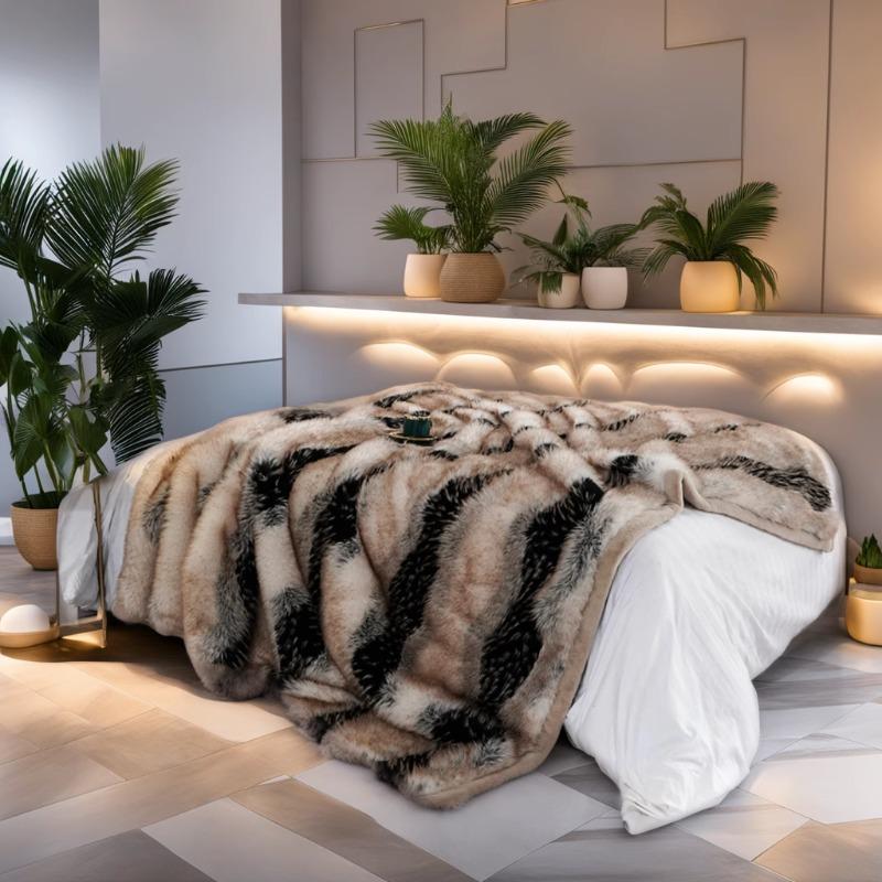 Luxury Faux Fur Blanket High-end Bed Fox Fur Blankets For Beds Plaid on The Sofa Cover Decoration Home Blankets And Throws
