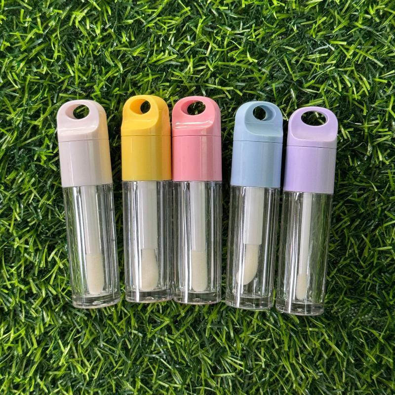 1Pcs Cute Big Brush Wand Transparent 4ml Lip Gloss Tube Plastic Round Empty Container for DIY Lip Gloss