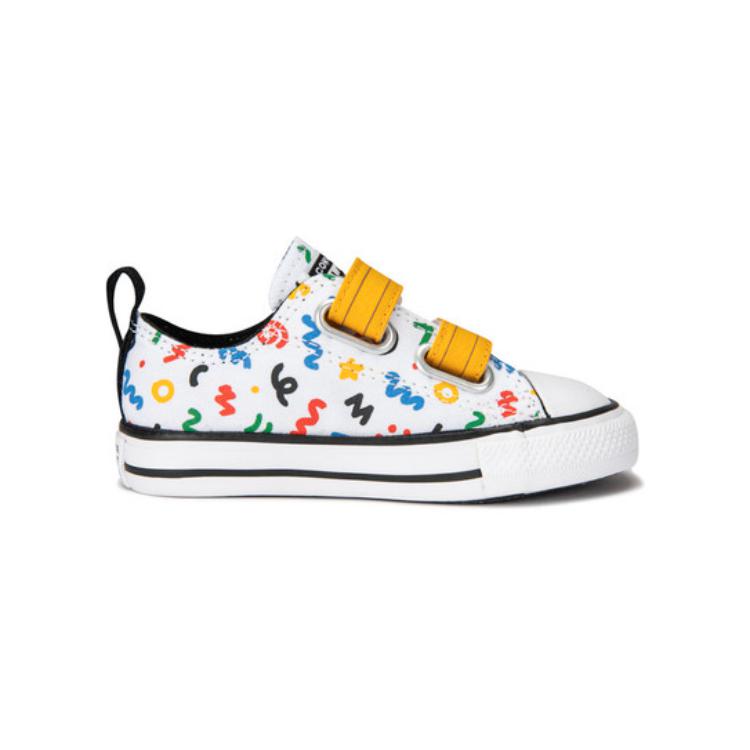 Converse Chuck Taylor All Star 2V Low TD Doodles Baby Sneakers White Yellow Black A07219C