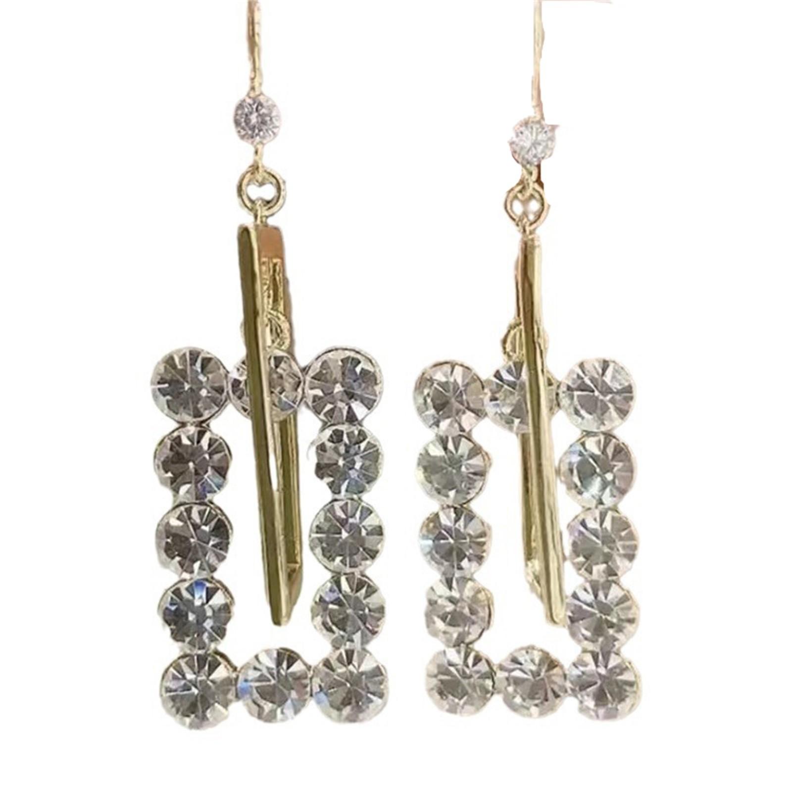 

Блестящие винтажные прямоугольные серьги, золотые серьги-капли с геометрической формой, длинные серьги-подвески со стразами из циркония для женщин One Size