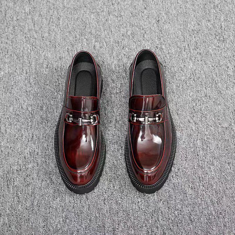 Spring Men's Formal Business Leather Shoes Men's Round Head British Patent Leather Glossy Men's Shoes Genuine Leather Casual Leather Shoes Men's Trend