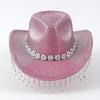 Hand Beading Diamond Tassels Hat Cowboy Hats for Carnivals Music Festival