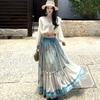 1011 New High-end Super Fairy French Temperament Super Beautiful Lace Splicing Top Skirt Set Sanya Travel