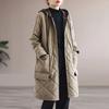 Autumn and Winter Vintage Thick Hooded Padded Jacket Women New Spring Autumn Parkas Casual Mid-Length Warm Cotton Coat Female Loose Overcoat