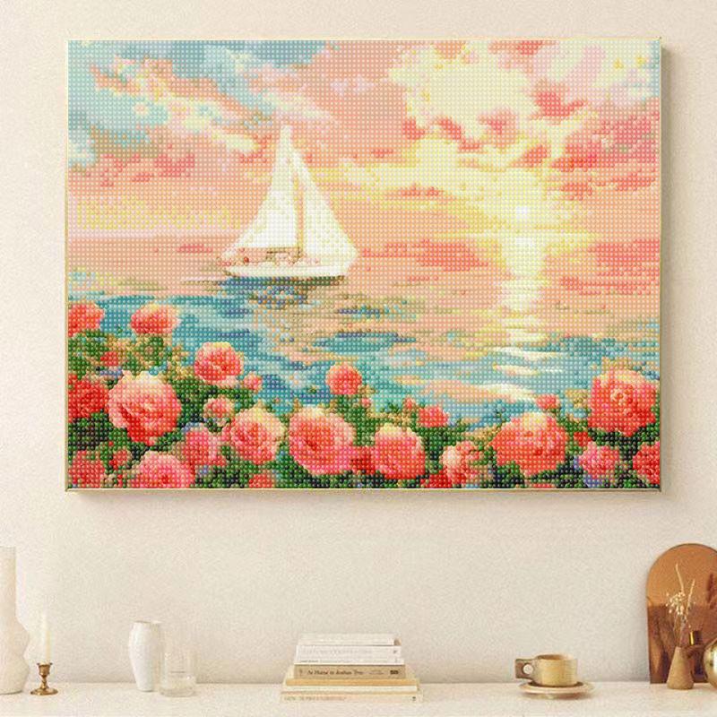 Diamond Sticker Full of Diamonds Nordic Ins Wind Healing Strap Frame Living Room Flower Handmade DIY Material Package