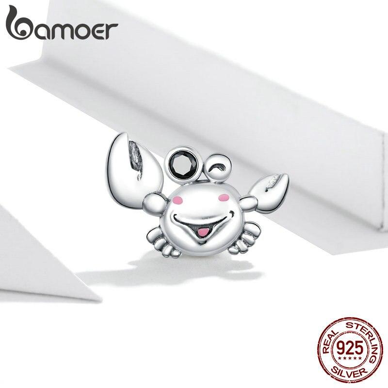 

Подвеска Bamoer из стерлингового серебра 925 пробы с маленьким крабом для оригинального серебряного браслета или браслета DIY ювелирных изделий 925 silver