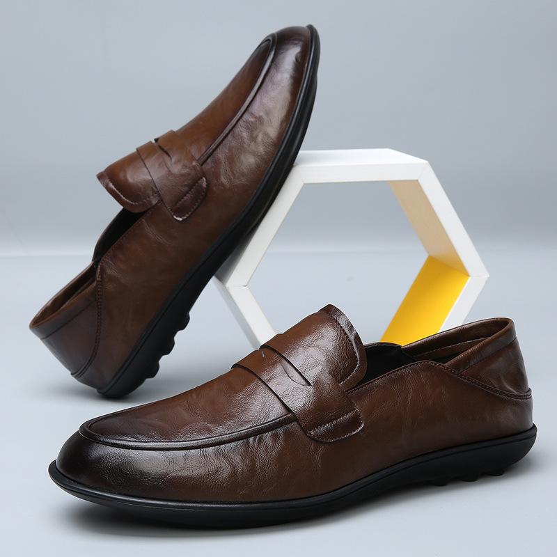 FashionSoft Sole Cow Leather Loafers Male Spring Autumn New Designer Fashion Casual Shoes for Men Breathable Summer Driving Shoes Man