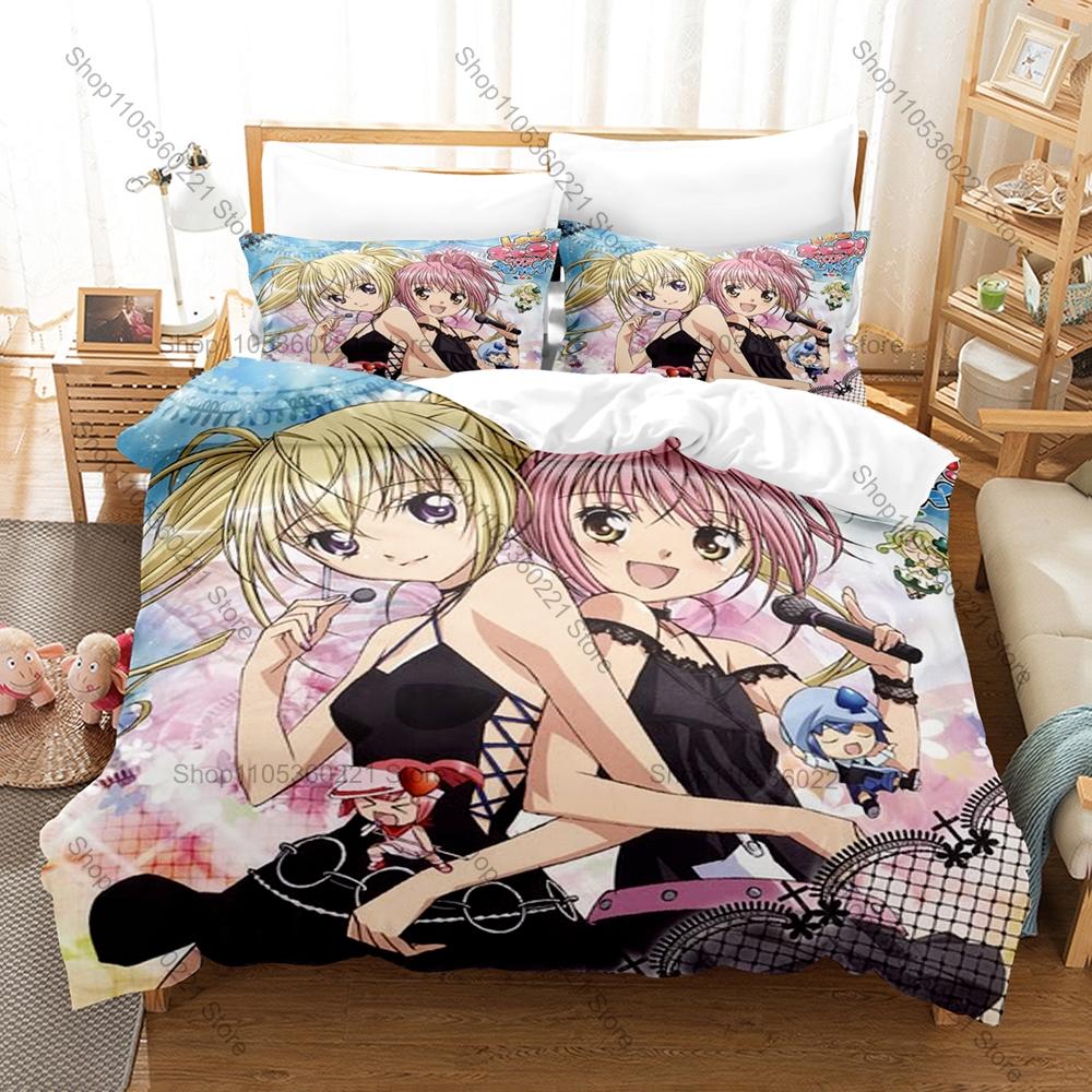 Anime Shugo Chara! Bedding Set, Duvet Cover & 2 Pillowcases, Lovely Character Pattern Breathable Fabric All Season Use