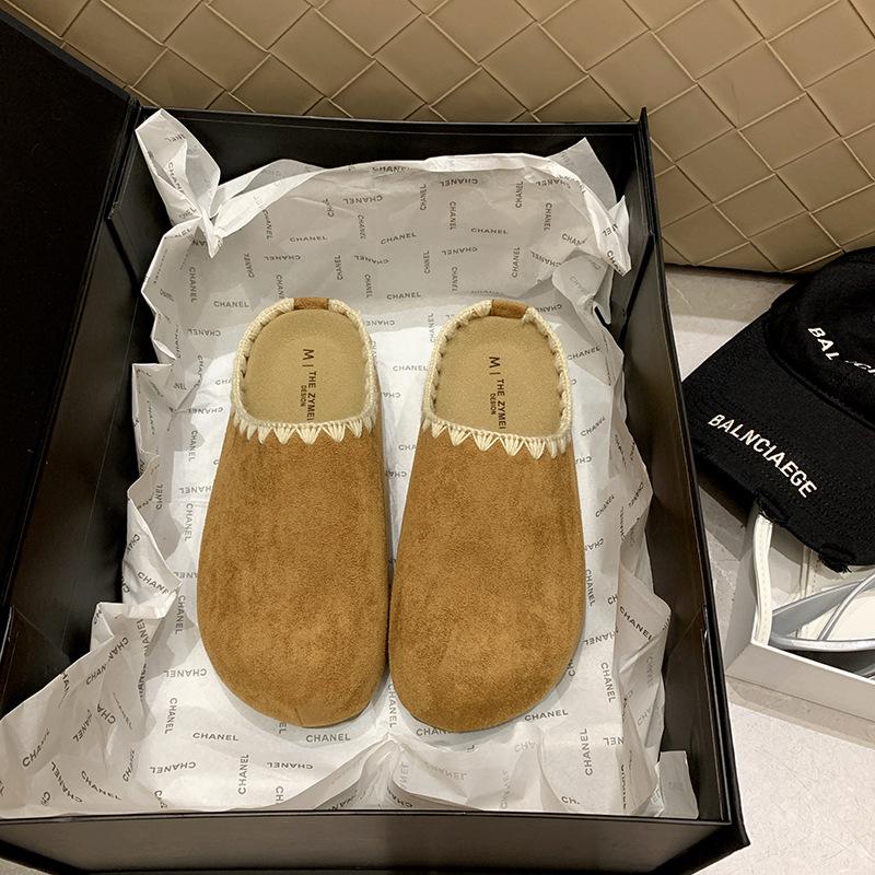 Retro woven Boken half slippers 2025 early autumn new lace thick bottom lazy feeling increased lazy bag head drag