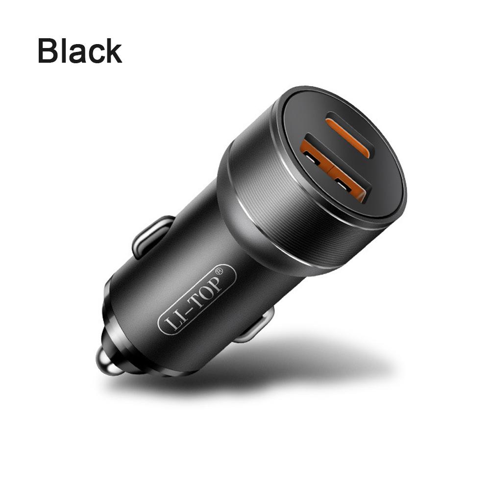 66W PD Car Charger Fast Charging PD QC3.0 Dual USB C Car Phone Charger Type C Adapter in Car for IPhone