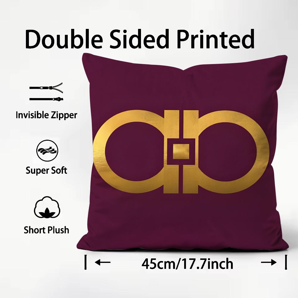 Fashion F-FerragamoS Cushion Cover Pattern Printed Pillowcase for Living Room Sofa Cushion Cover & Bedroom Decor