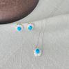 S925 Sterling Silver Turquoise Necklace & Earring Set in Designer Stackable Style