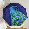 1pc Parrot Flowers Automatic Folding Umbrella 8 Rib Iron Frame,  Suitable for Travel, Daily Use, Birthday, Women & Men Gift