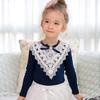 School Girls Blouses Spring Autumn Long Sleeve Girls Lace Blouses Bow Beading Kids Baby Blouse Shirt For Children Clothing Blusas Tops