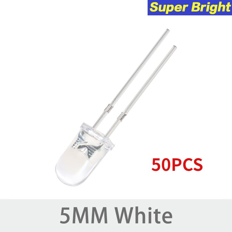 50/100pcs F5 5MM LED Diode Assorted Kit Ultra Bright LED Diodes White Red Blue Green Yellow DIY Light Emitting Diodes