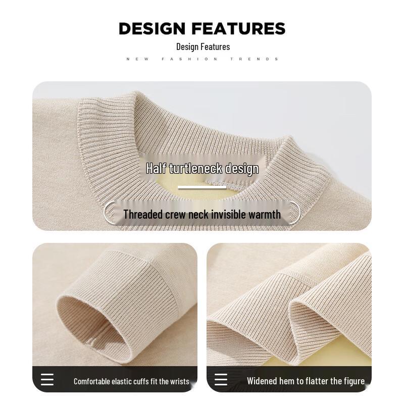 Jeep Men's Winter Plush Lined Semi-High Collar Knit Sweater