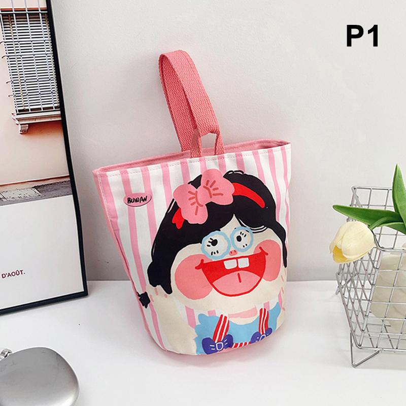 1Pc Kawaii Korean Mummy Bag Cartoon Girl Canvas Tote Bucket Handbag For Female Children Travel All-Match Lunch Bag