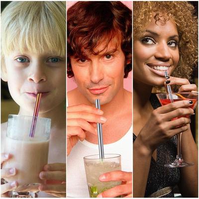 Wiederverwendbarer 304 Edelstahl Strohhalm Perle Milchshake Bubble Tea Strohhalm Rühren Smoothie Löffelförmiger Strohhalm