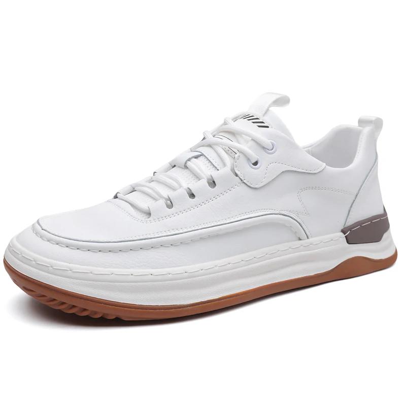 

Fashion High Quality Men Thick Soled Comfy Casual Leather Shoes Four Season Genuine Leather Outdoor Walking Shoes Fashion New Board Shoe 44 белый