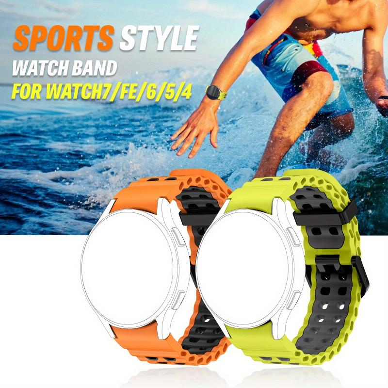 Dual-Tone Silicone Watch Strap For Samsung Galaxy Watch 7/6/5/4/FE - 40mm & 44mm Breathable Quick-Release Buckle Watch Strap
