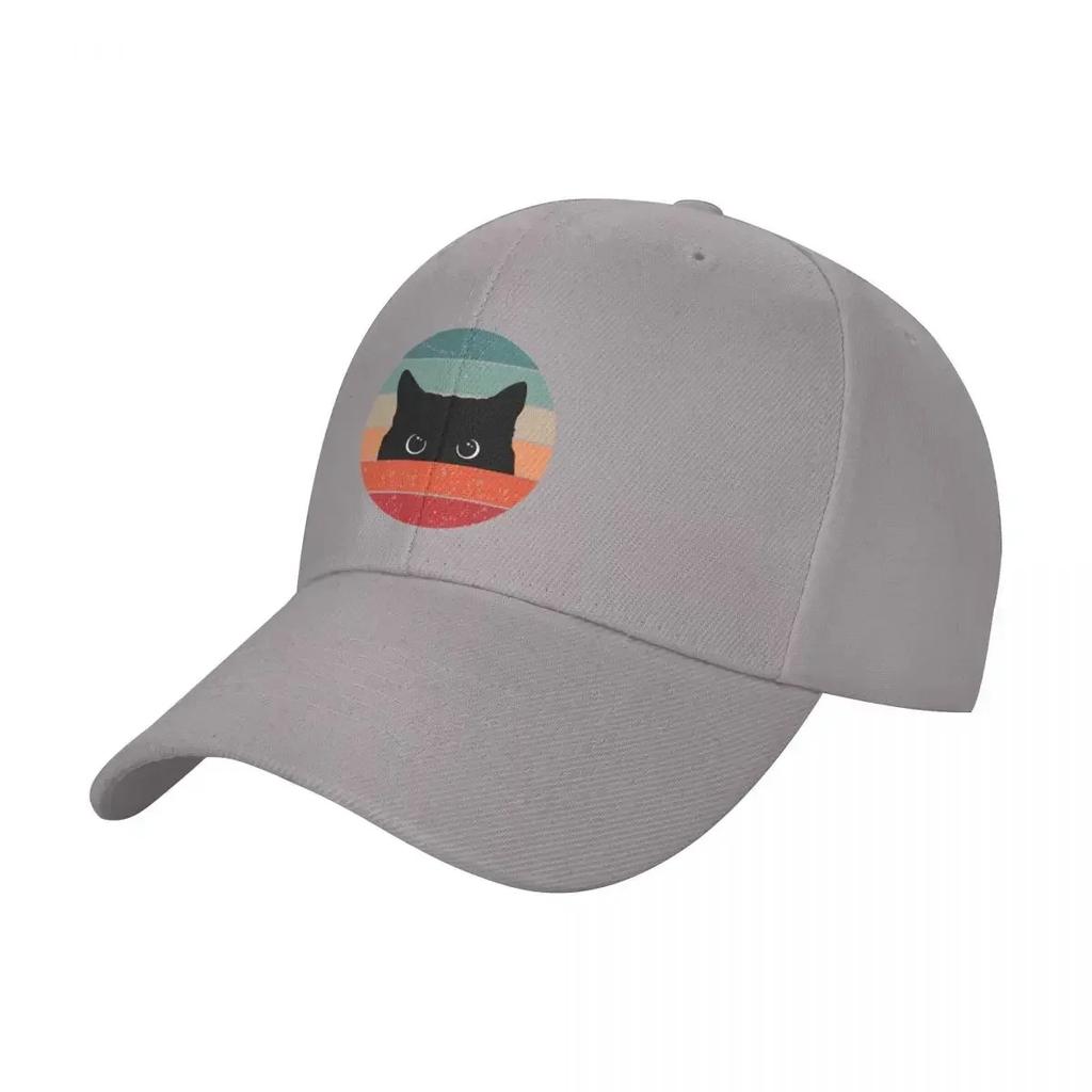 Black Cat Peeking Vintage Baseball Cap Sunhat Fashion Beach western Hat funny hat Women Caps Men's