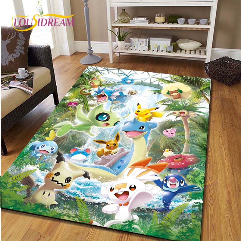 Pikachu Anime Pokemon Carpet Kids Carpets Living Room Tea Table Mats Bedroom Rug Washable Floor Mats Household Area Mat Dinosaur Rug