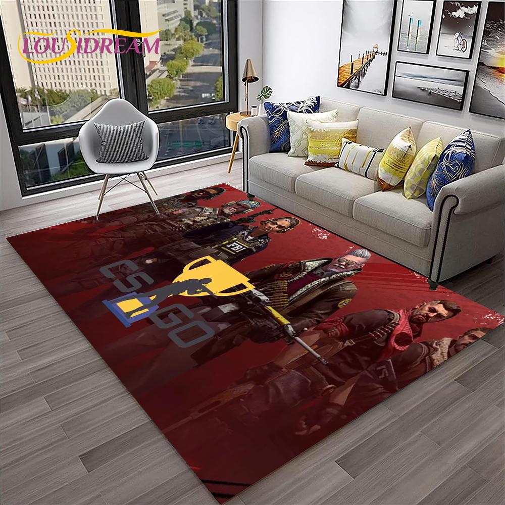 3D CS GO Game,Counter Strike Gamer Carpet Rug for Home Living Room Bedroom Sofa Doormat Decor,kids Area Rug Non-slip Floor Mat