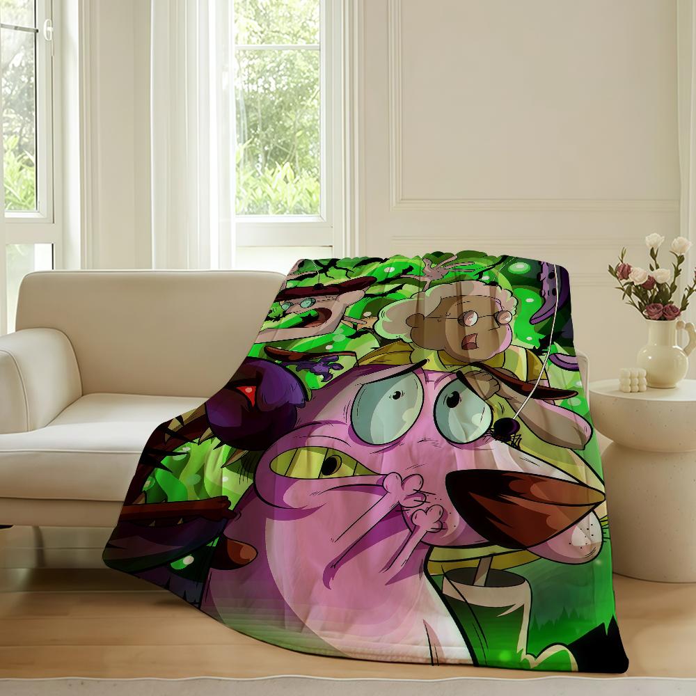 

Cartoon cute C-Courage the cowardly D-dog Blanket For Sofa Office Bed Plane Travel Sleep Read Relax Camping Soft And Warm 30x40in