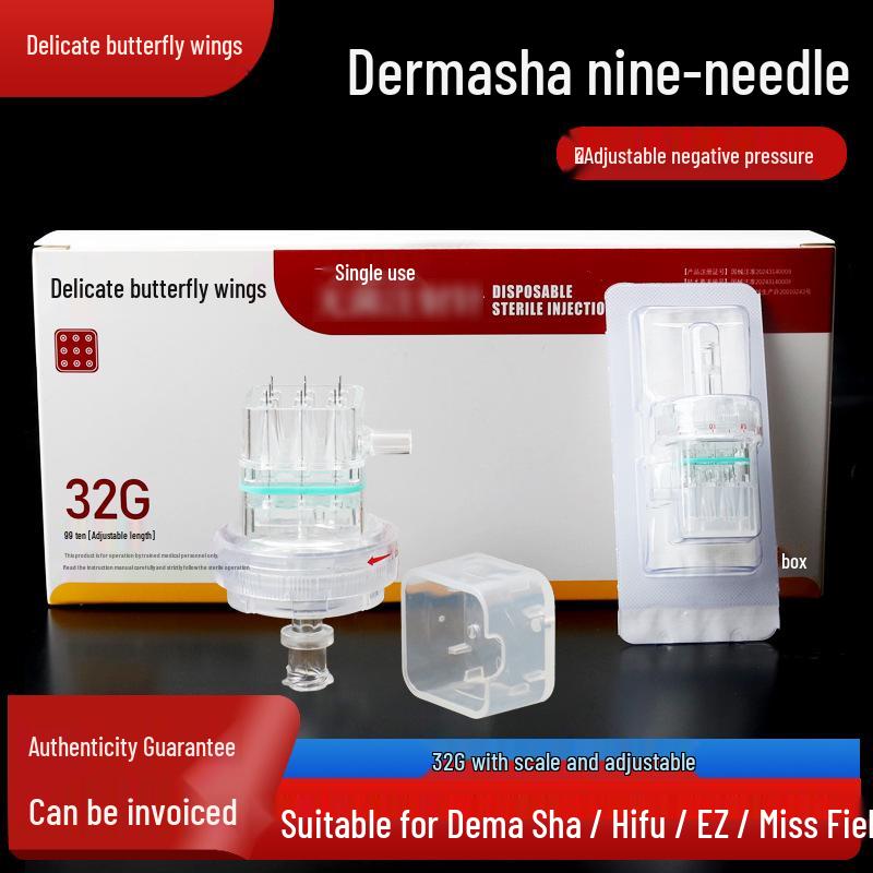 

Бабочка Перо Регулируемый 9-Игольный Derma Shine Гиалуроновый Шприц 32 г с Шкалой Игла-Наконечник для Мезотерапии