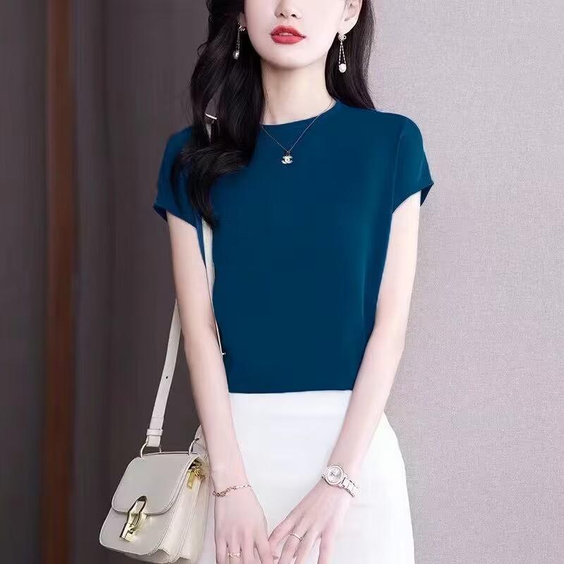 Ice Silk Women's Short-sleeved Sweater Fashionable High-end Versatile Top Loose T-shirt