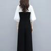 Spring and Summer Black Jumpsuit Women's Korean Casual Temperament Wide-leg Jumpsuit Shirt One-piece Suit