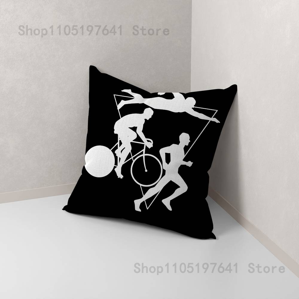 Triathlon Swim Bike Run Tri Life Pillow Case For Sofa Decor Car Office Room Printing Cushion Cover Decorations and Protector