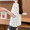 Navava Women Seersucker Cherry PaTTern ShorT Sleeve T shirT nT2655