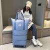 Large Capacity Expandable Travel Bag Zipper Closure Waterproof Tear-Resistant Luggage Bag with Rotatable Wheels Duffel Bag Suitcase