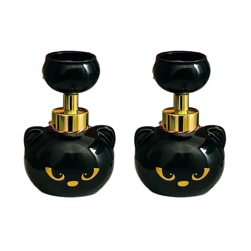 Cute Cat Paw Foam Soap Dispenser Refillable Empty Halloween Black Cats Pawprint Foaming Hand Wash Dispenser for Bathroom Kitchen