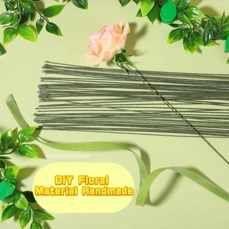 100-1000pcs Paper Floral Wire 0.3mm/0.0118Inch Diameter 40cm Long Iron Wire Used for DIY Nylon Stocking Flower Branche Making