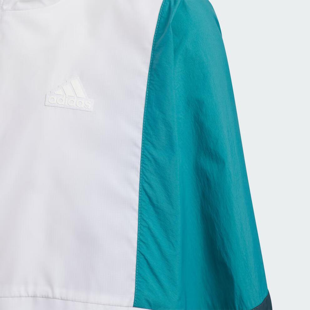 Adidas Color Block Hooded Casual Zip-Up Jacket Long Sleeve Kids Jackets White Blue IT4041