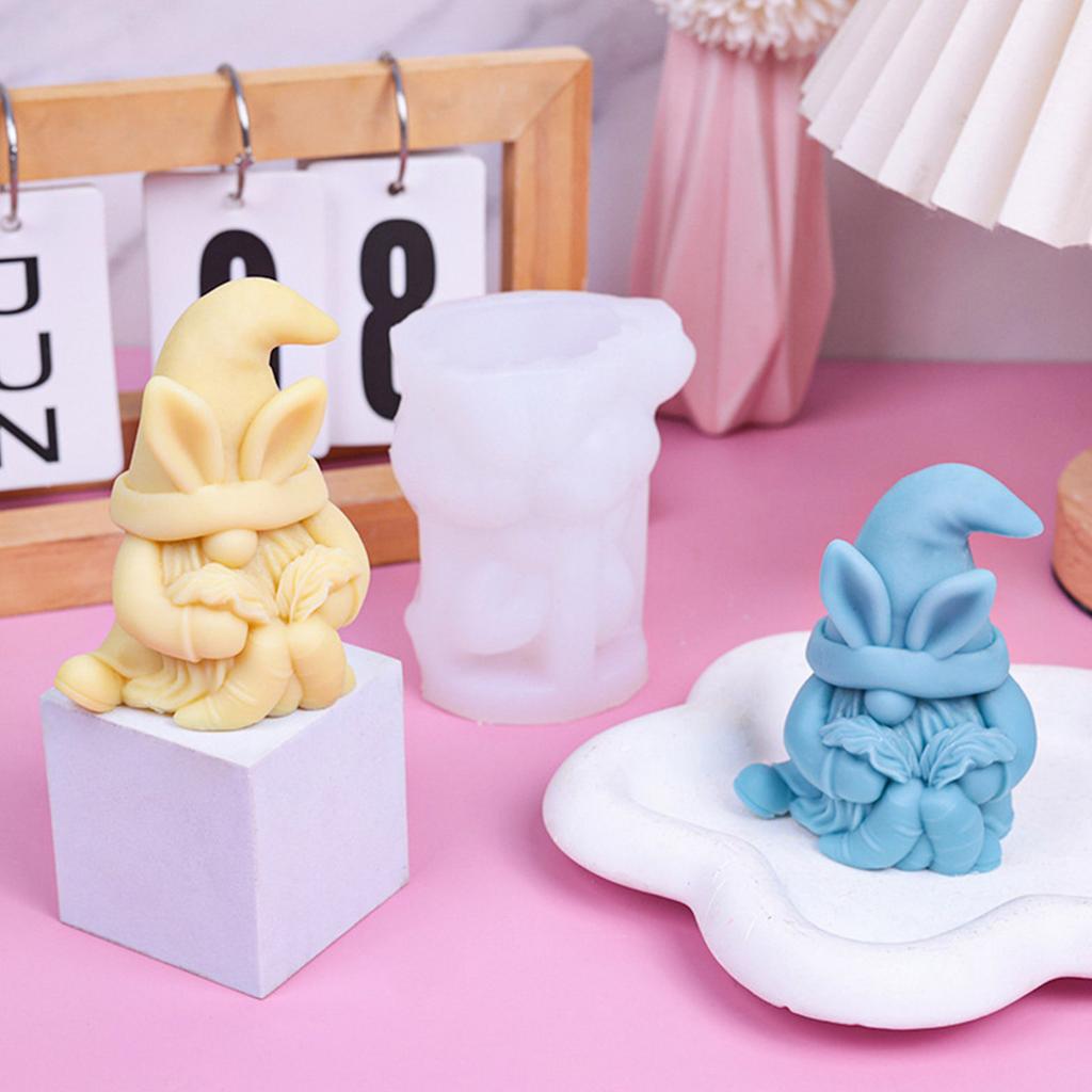 Silicone Mould 3D Easter Gnome Candle Molds Ornament Molds Christmas Molds Casting Molds for Home Table Decorations
